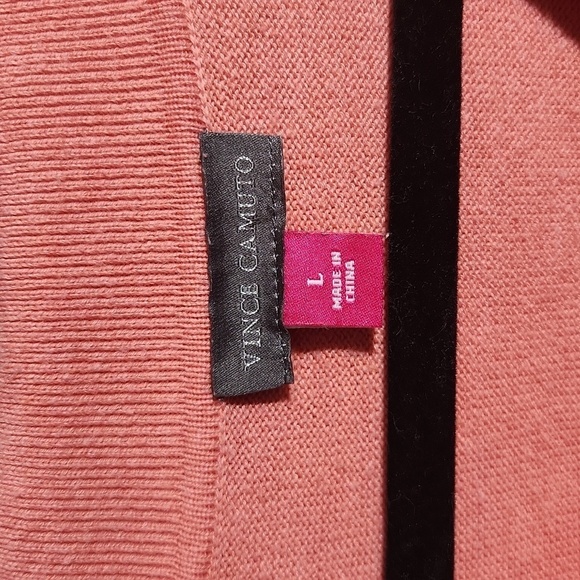 Vince Camuto Womens Sweater Size L Peach Longsleeve Pull Over V Neck Polo - Picture 2 of 12